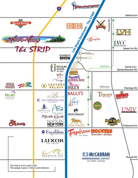 MAP Map of Hotels on Vegas Strip